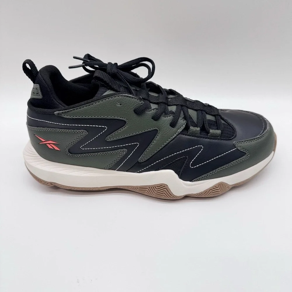 Reebok Court Basketball Shoes Mens 11US Black/Olive Green Gum Sole Sneakers